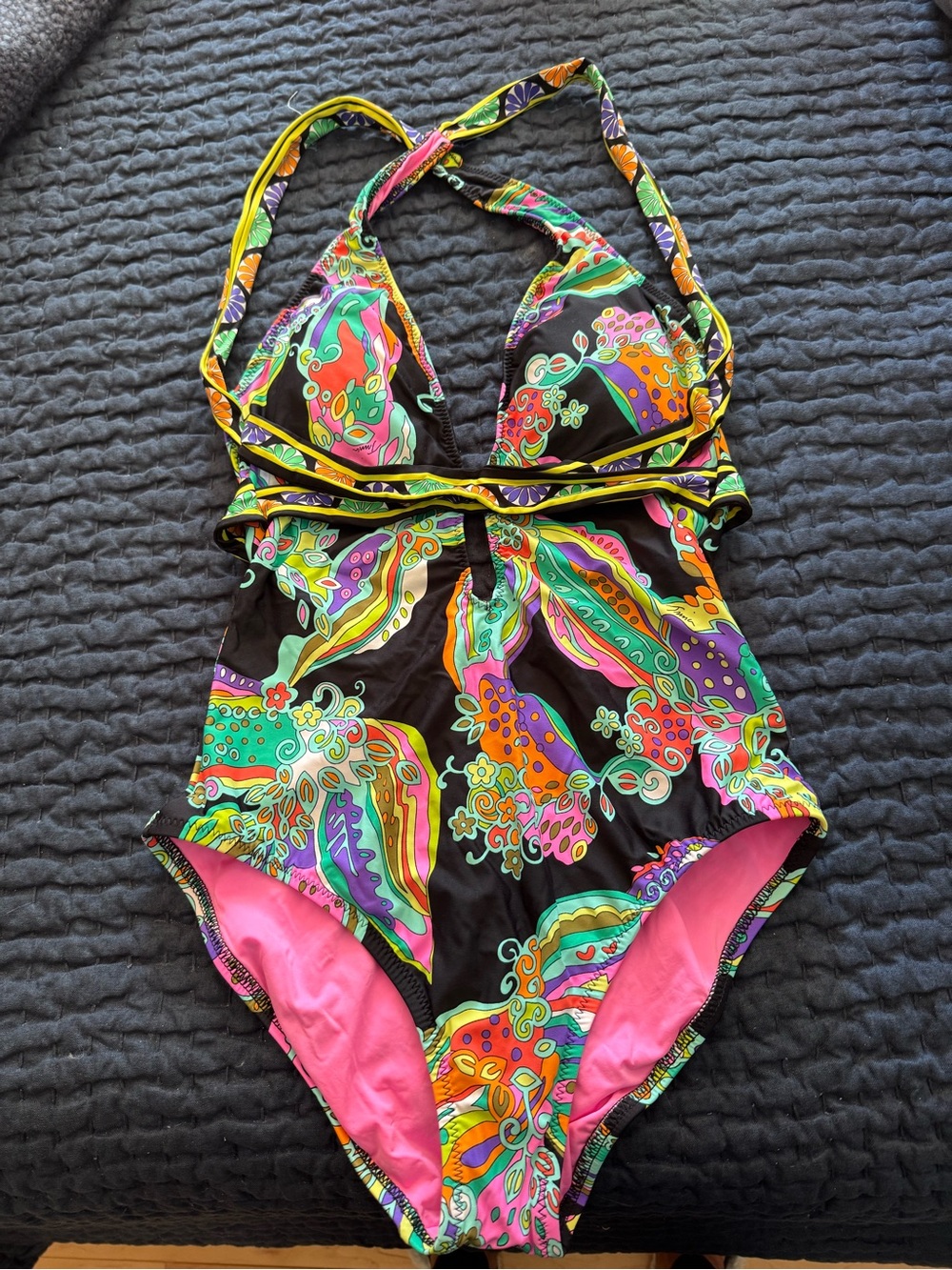 Trina Turk Multicolor Pink & Black One-Piece Swimsuit
